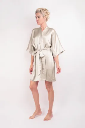 100% Mulberry Silk Kimono Robe - Champagne