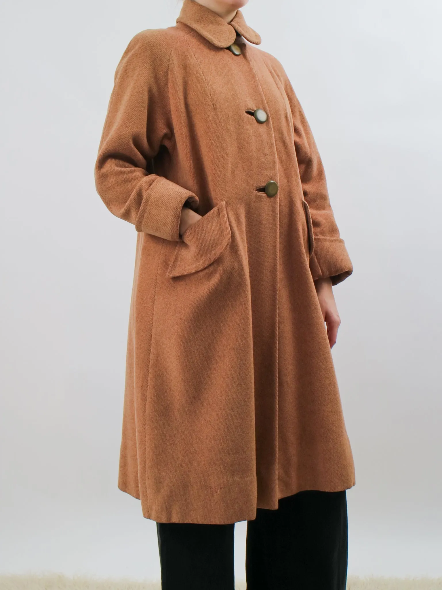 1950s Oversized Orange Wool Swing Coat