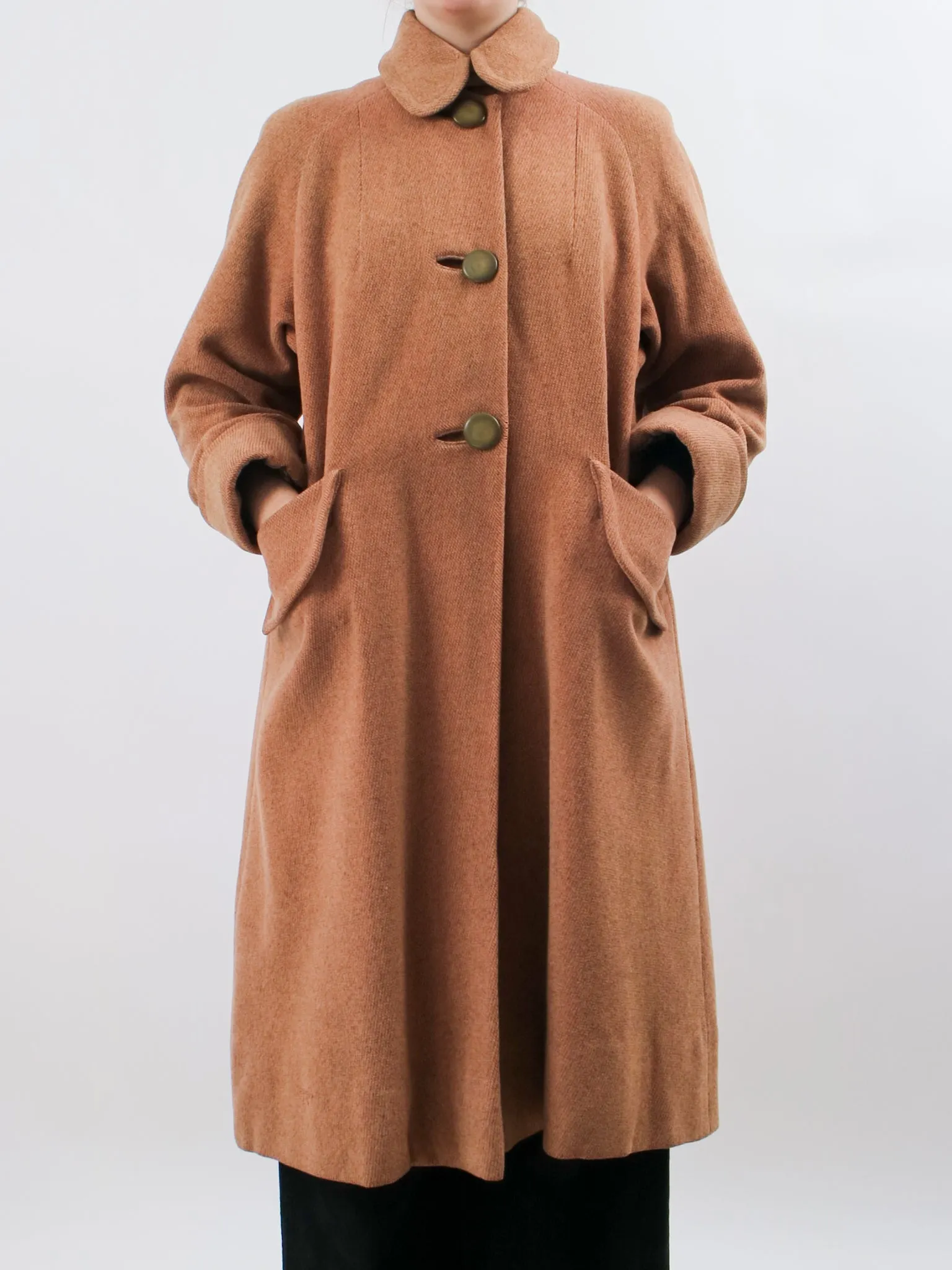 1950s Oversized Orange Wool Swing Coat