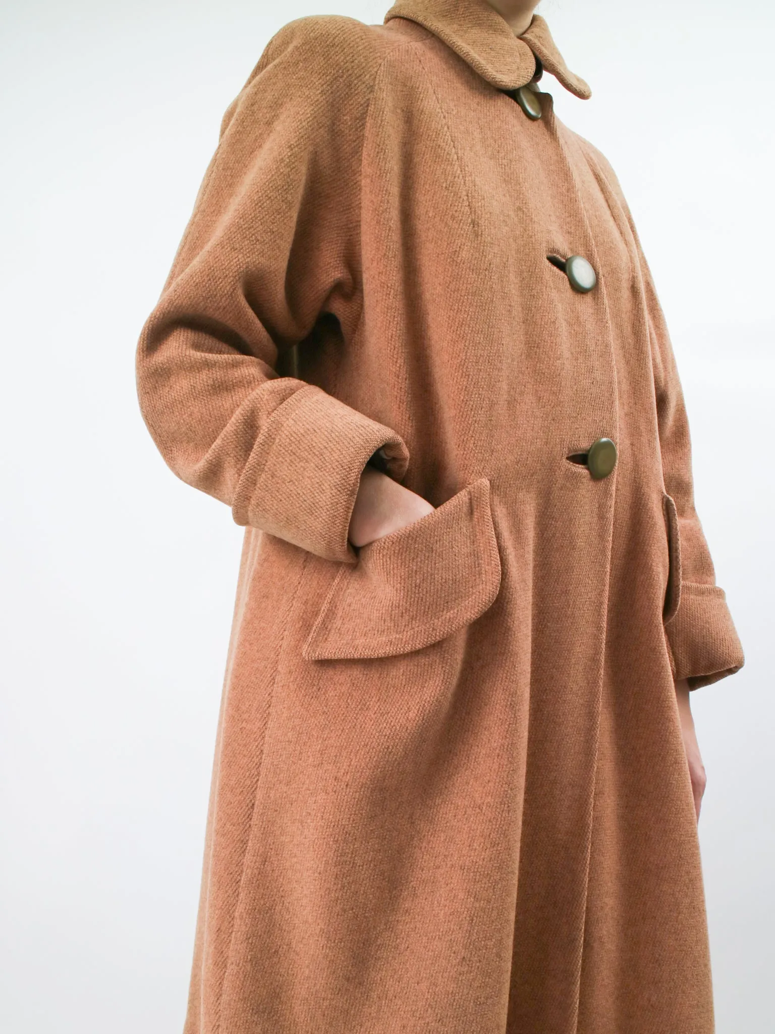 1950s Oversized Orange Wool Swing Coat