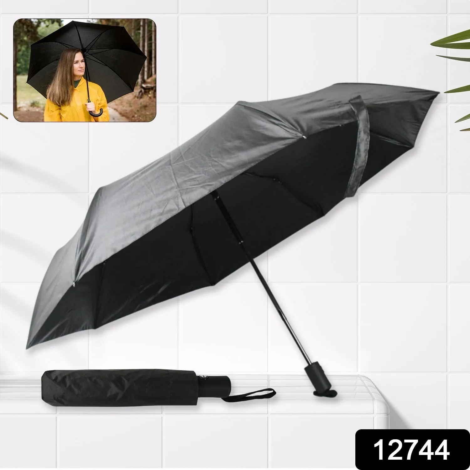 2 Fold Manual Open Umbrella| Windproof, Sunproof & Rainproof with Sturdy Steel Shaft & Wrist Straps | Easy to Hold & Carry | Umbrella for Women, Men & Kids