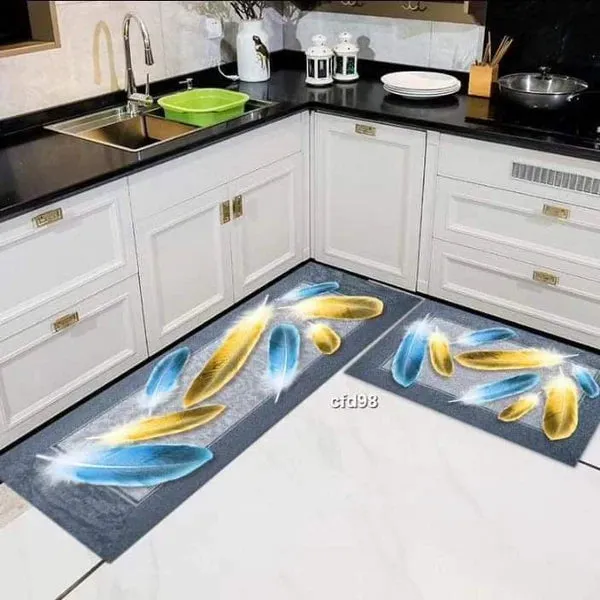 2pcs Kitchen mats with rubber super non-slip