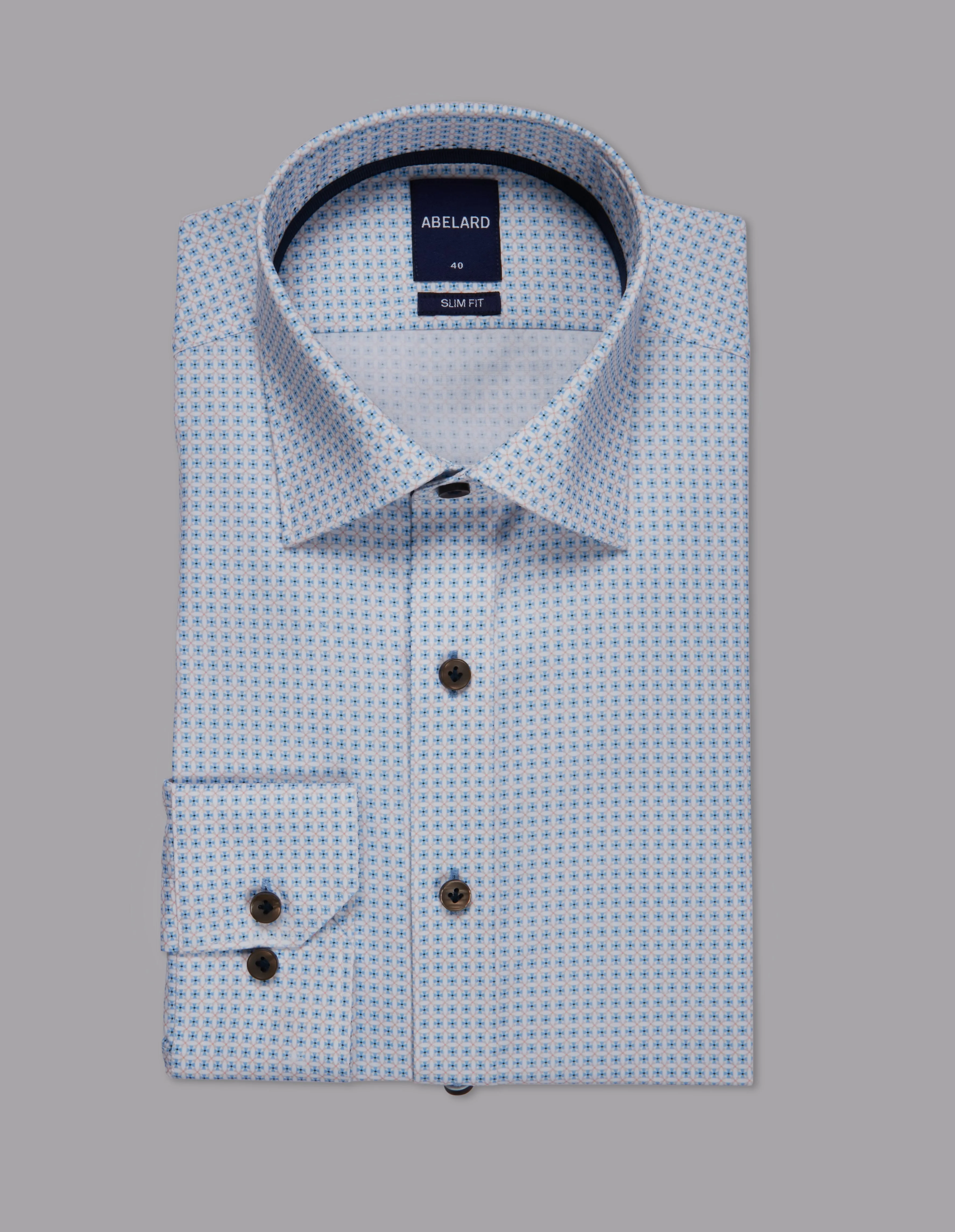 Abelard - Long Sleeve Business Shirt - Patterned - Blue/White