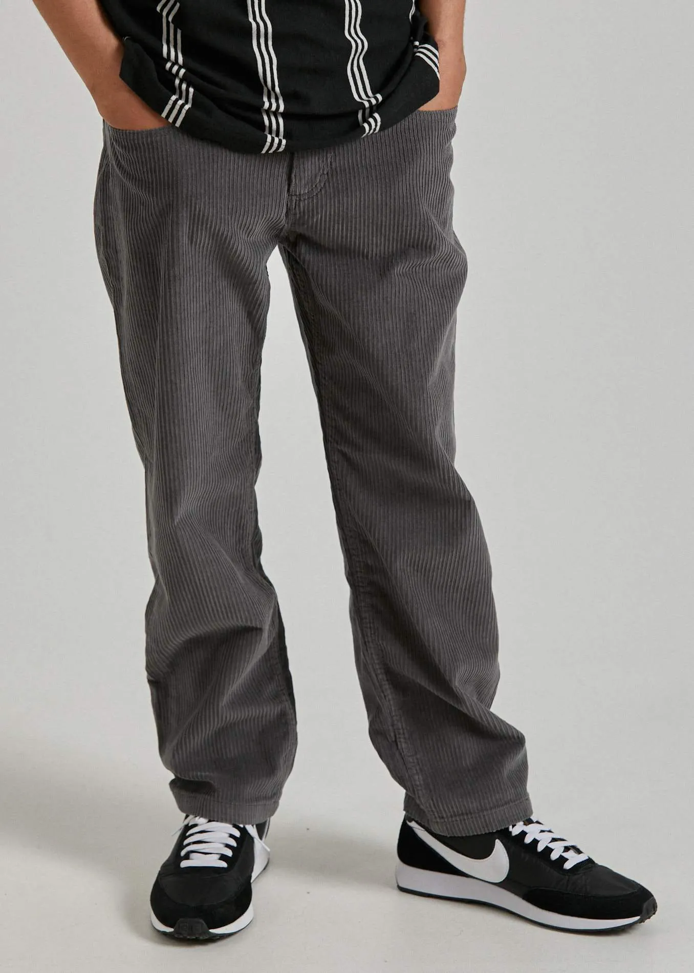 Afends Mens Ninety Twos - Corduroy Relaxed Fit Pant - Gunmetal