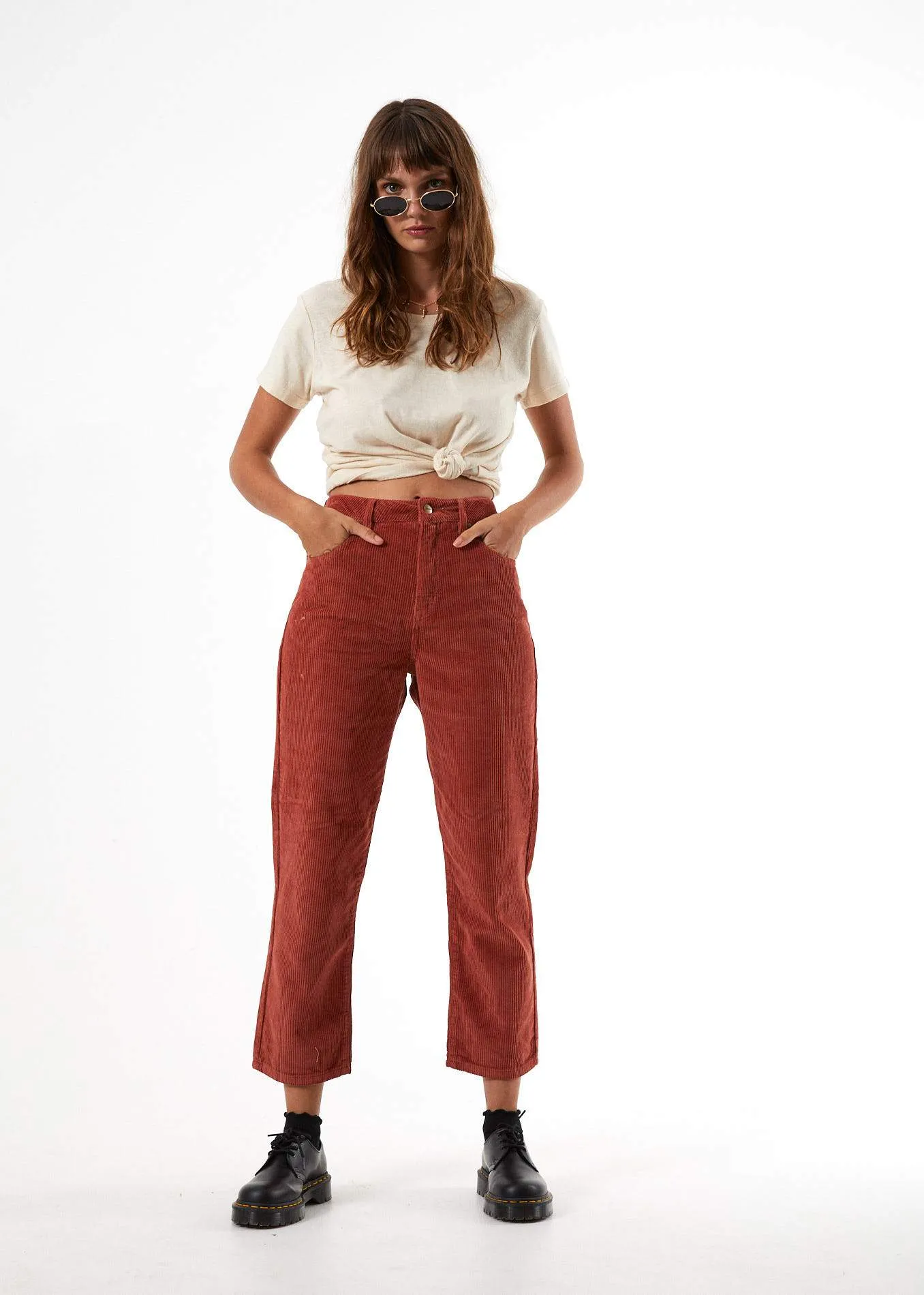 Afends Womens Shelby - 8 Wale Corduroy High Waist Wide Leg Pant