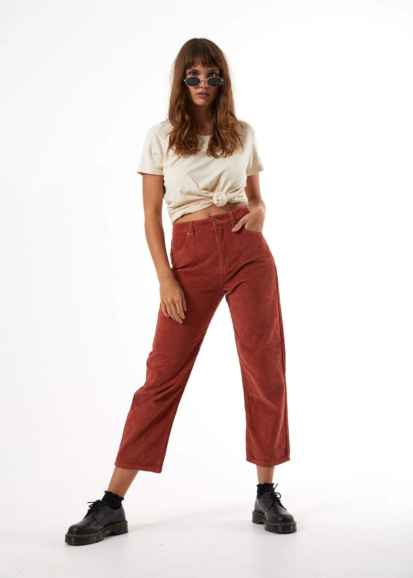 Afends Womens Shelby - 8 Wale Corduroy High Waist Wide Leg Pant