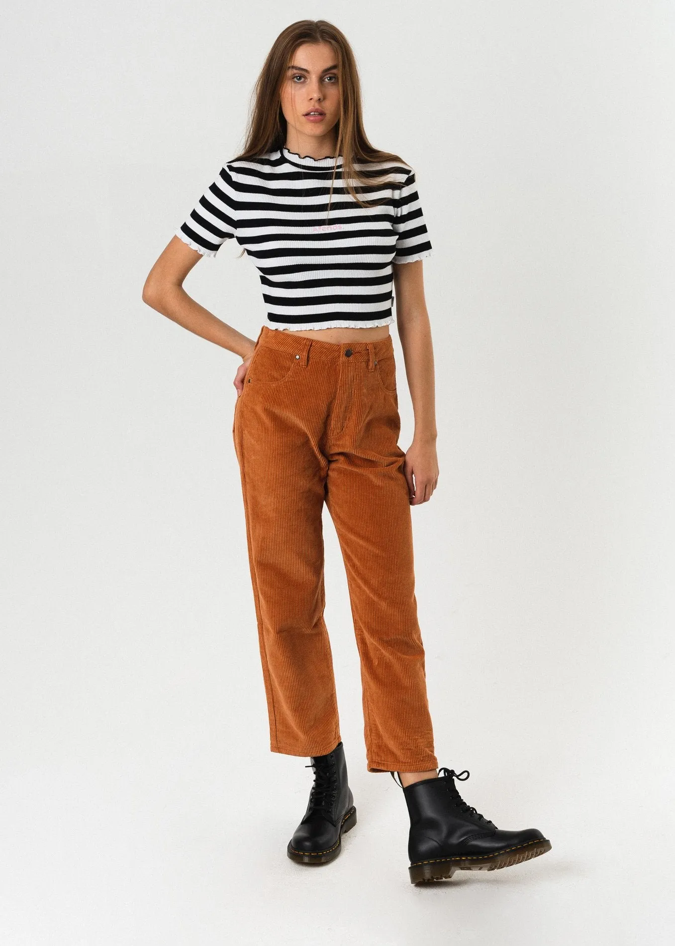 Afends Womens Shelby - 8 Wale Corduroy High Waist Wide Leg Pant