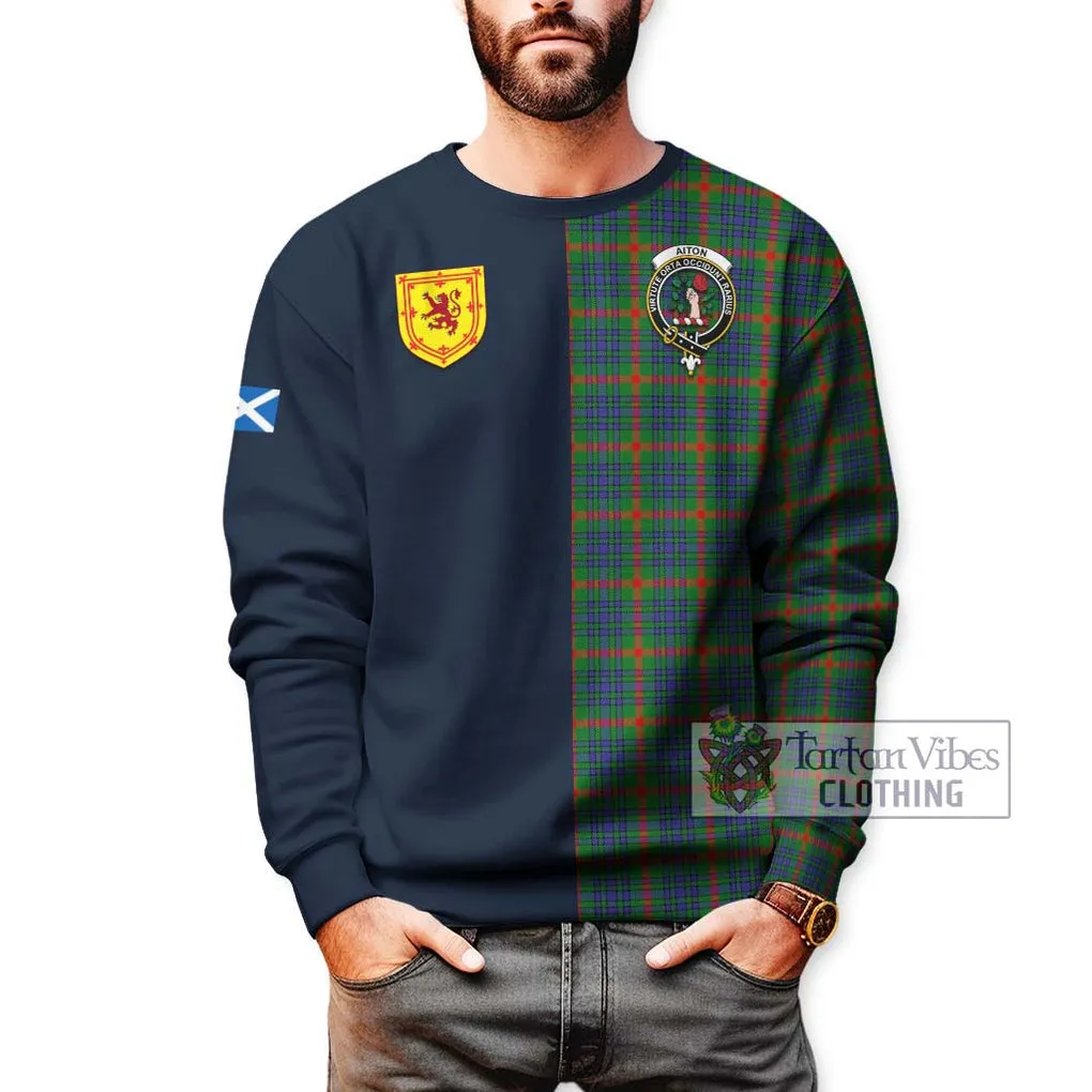 Aiton Tartan Sweatshirt Alba with Scottish Lion Royal Arm Half Style