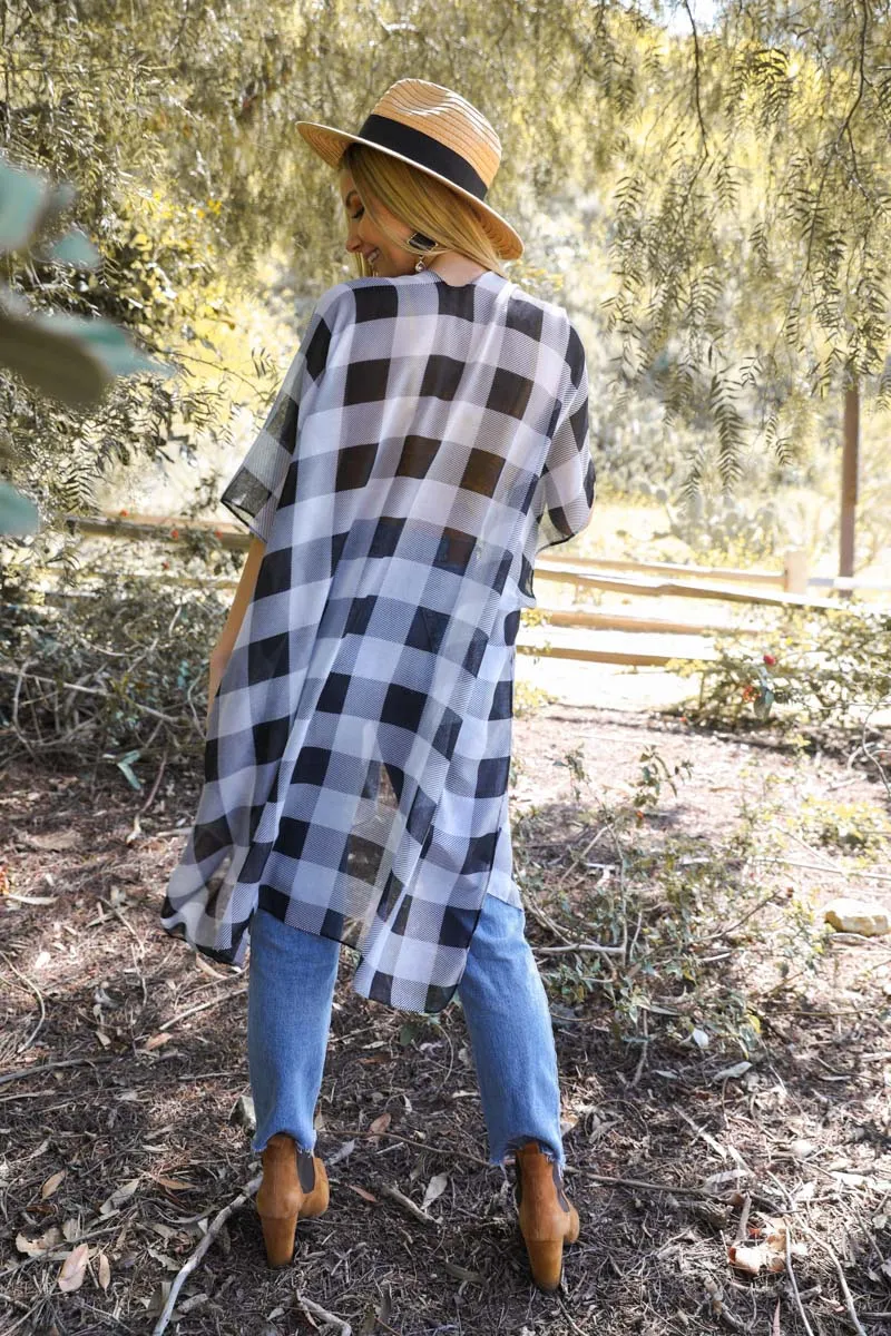 ALMA PLAID PRINTED AIRY DUSTER