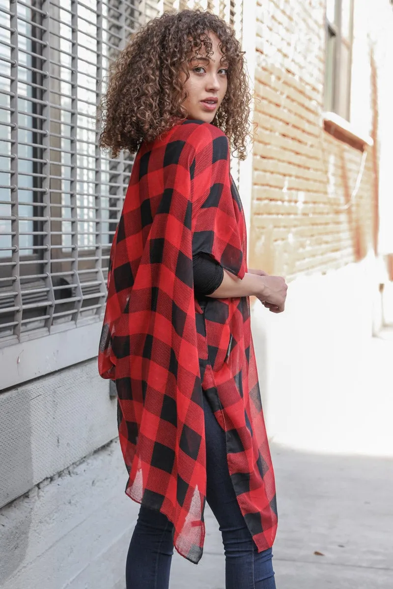 ALMA PLAID PRINTED AIRY DUSTER