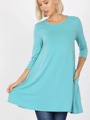 Ash Mint 3/4 Sleeve Swing Tunic