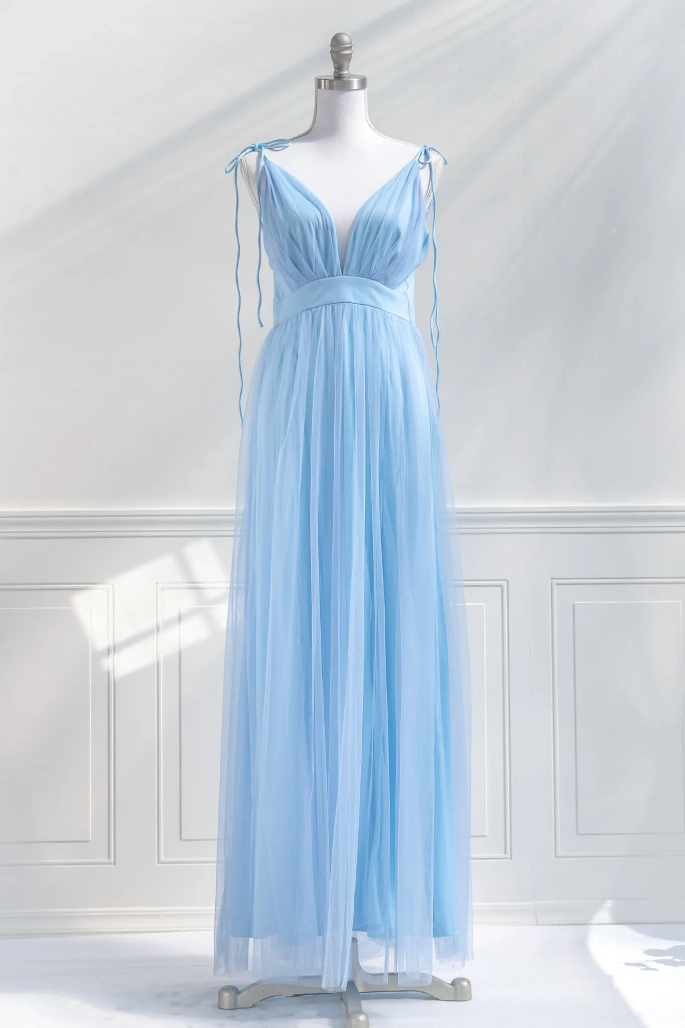 Athena Tulle Maxi Dress - Sky Blue