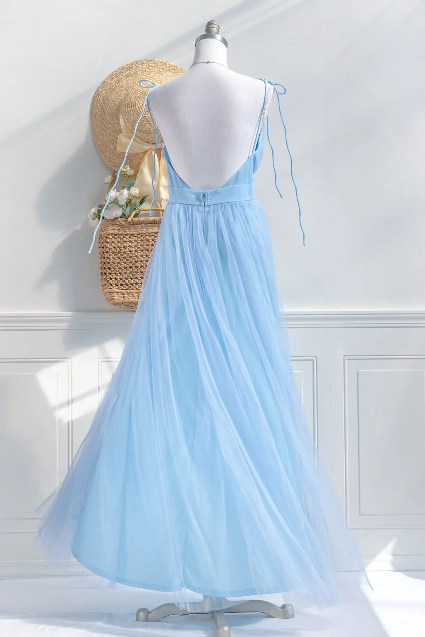 Athena Tulle Maxi Dress - Sky Blue