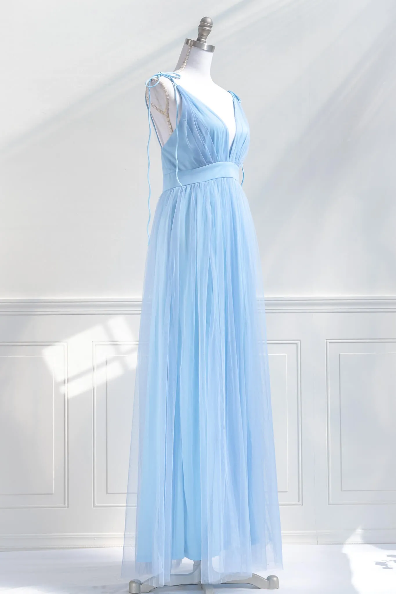 Athena Tulle Maxi Dress - Sky Blue