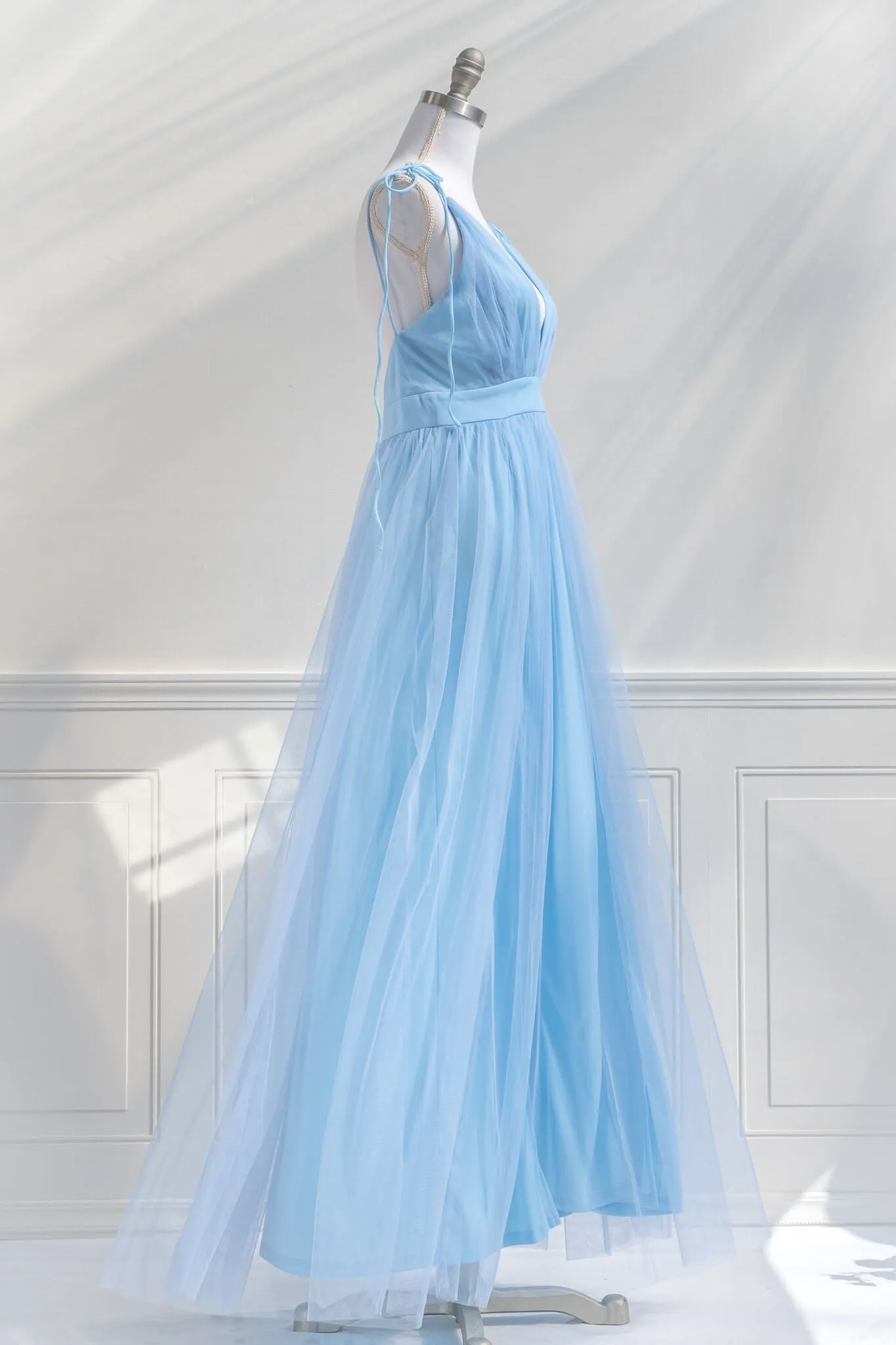 Athena Tulle Maxi Dress - Sky Blue