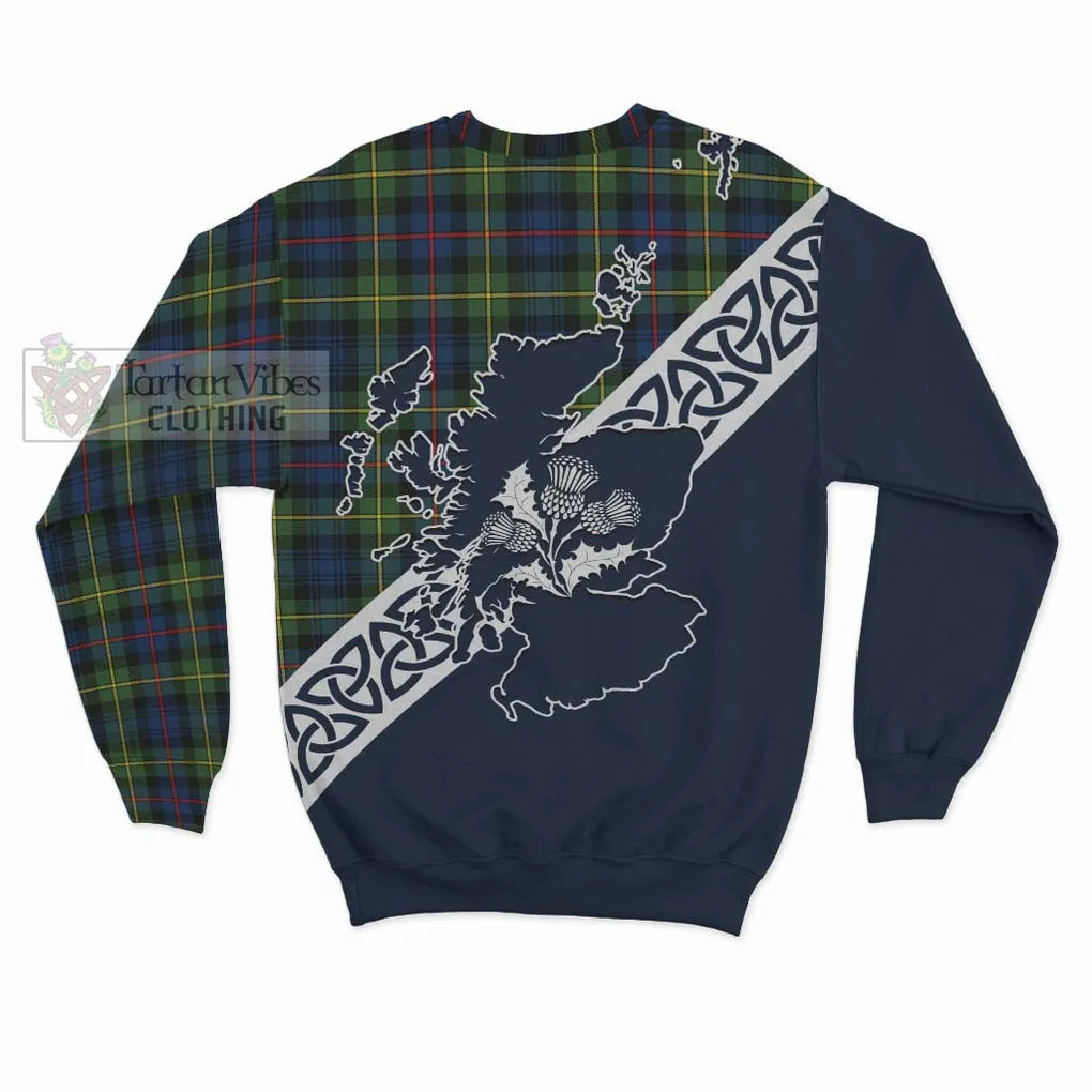 Baillie (Bailey) Tartan Sweatshirt Featuring Thistle and Scotland Map