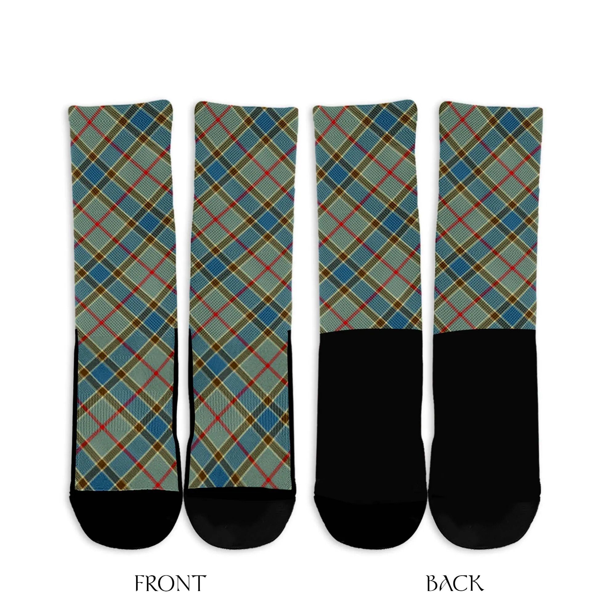 Balfour Blue Tartan Crew Socks Cross Tartan Style