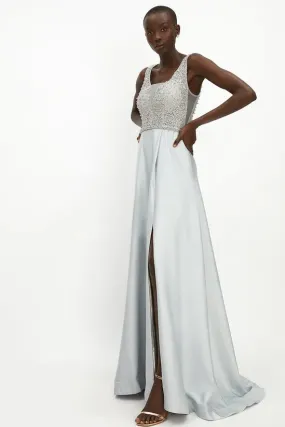 Beaded Satin Maxi Dress