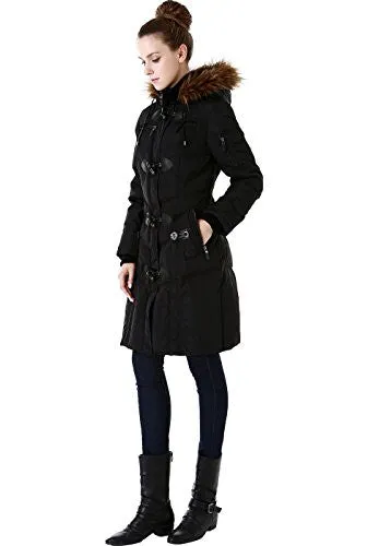 BGSD Women's Water Resistant Quilted Down Toggle Coat - Black XL