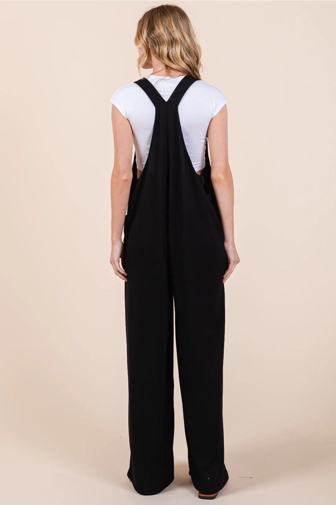 BLACK ADJUSTABLE TIE JUMPSUIT W/ POCKETS