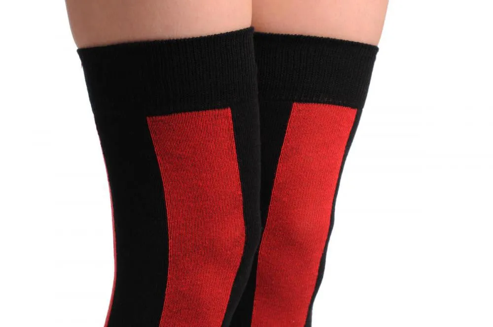 Black & Red Vertical Stripes Warm Winter Cotton