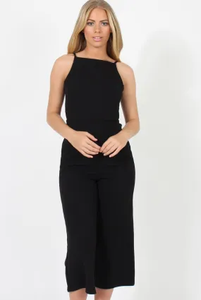 Black Culotte Jumpsuit - Sienna