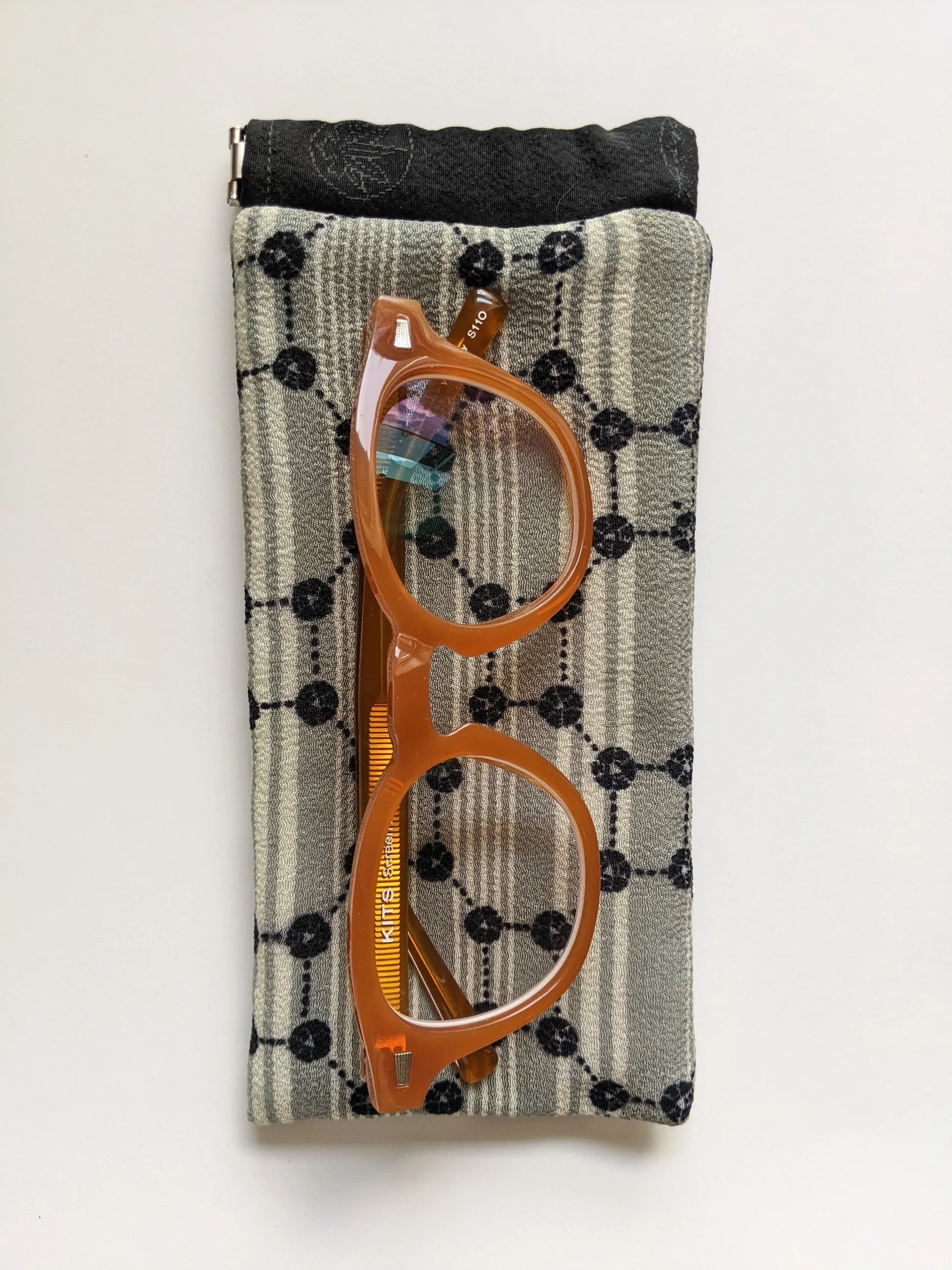 Black dots gray glasses case