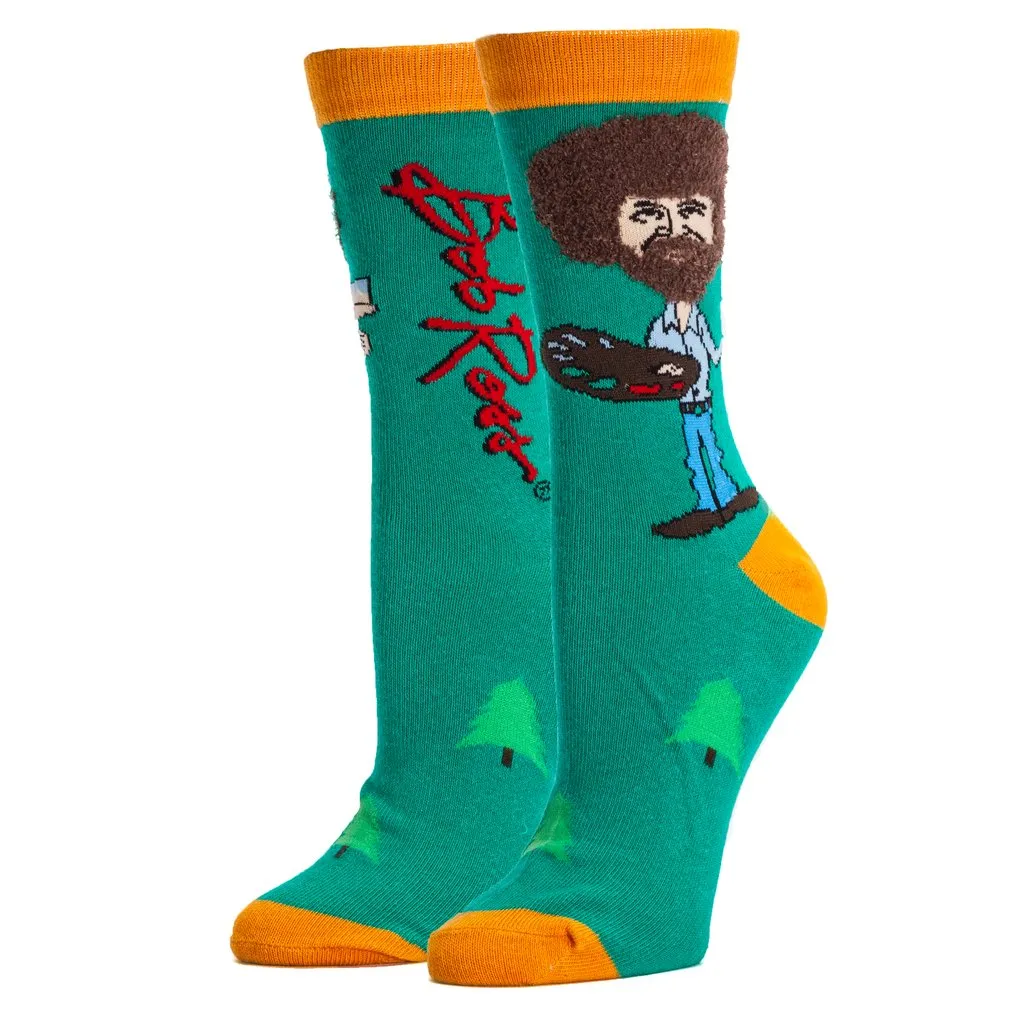 Bob Ross Fuzzy Hair Women's Crew Sock