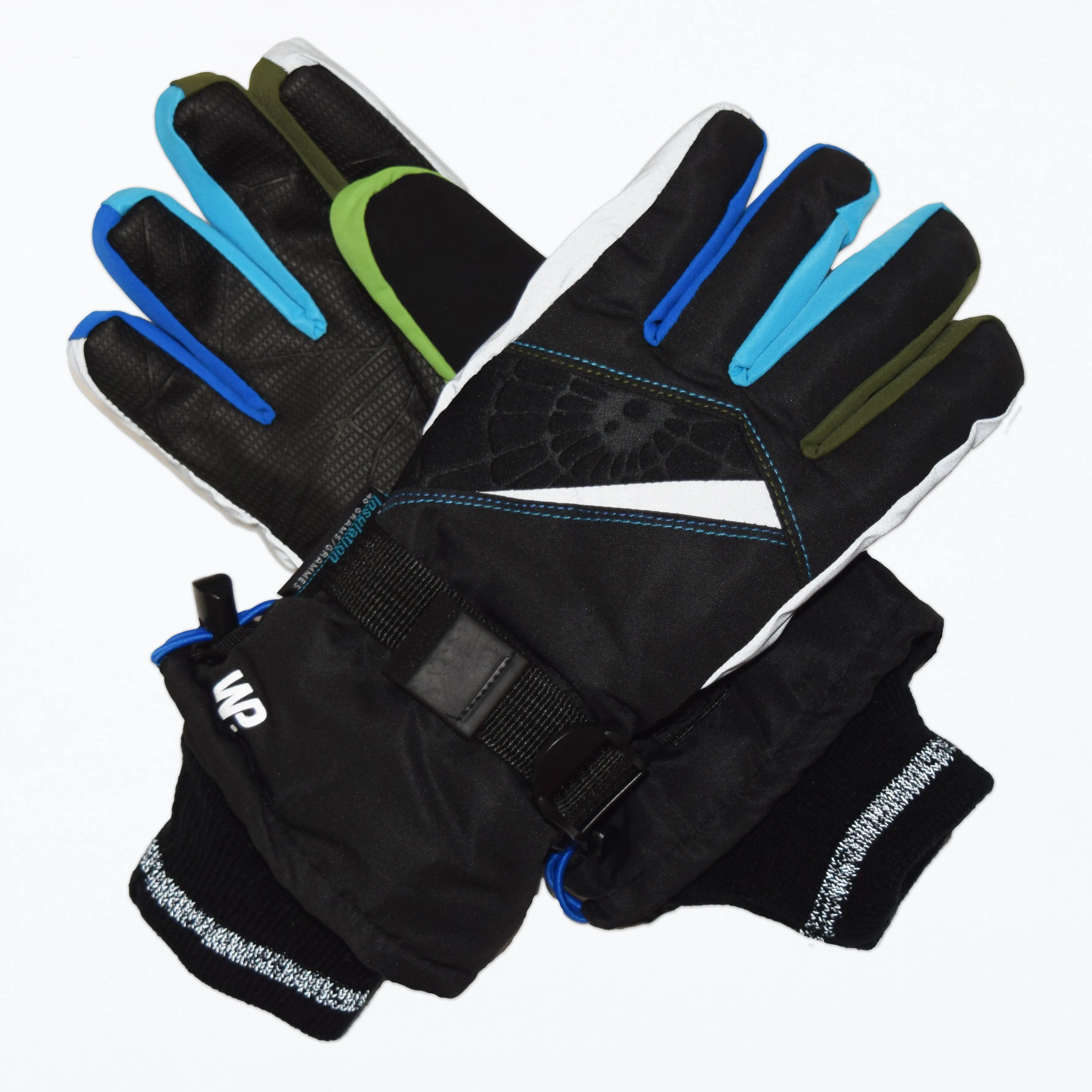 Boy's Color Block Black Web Gloves