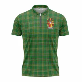 Branigan Irish Clan Tartan Zipper Polo Shirt with Coat of Arms