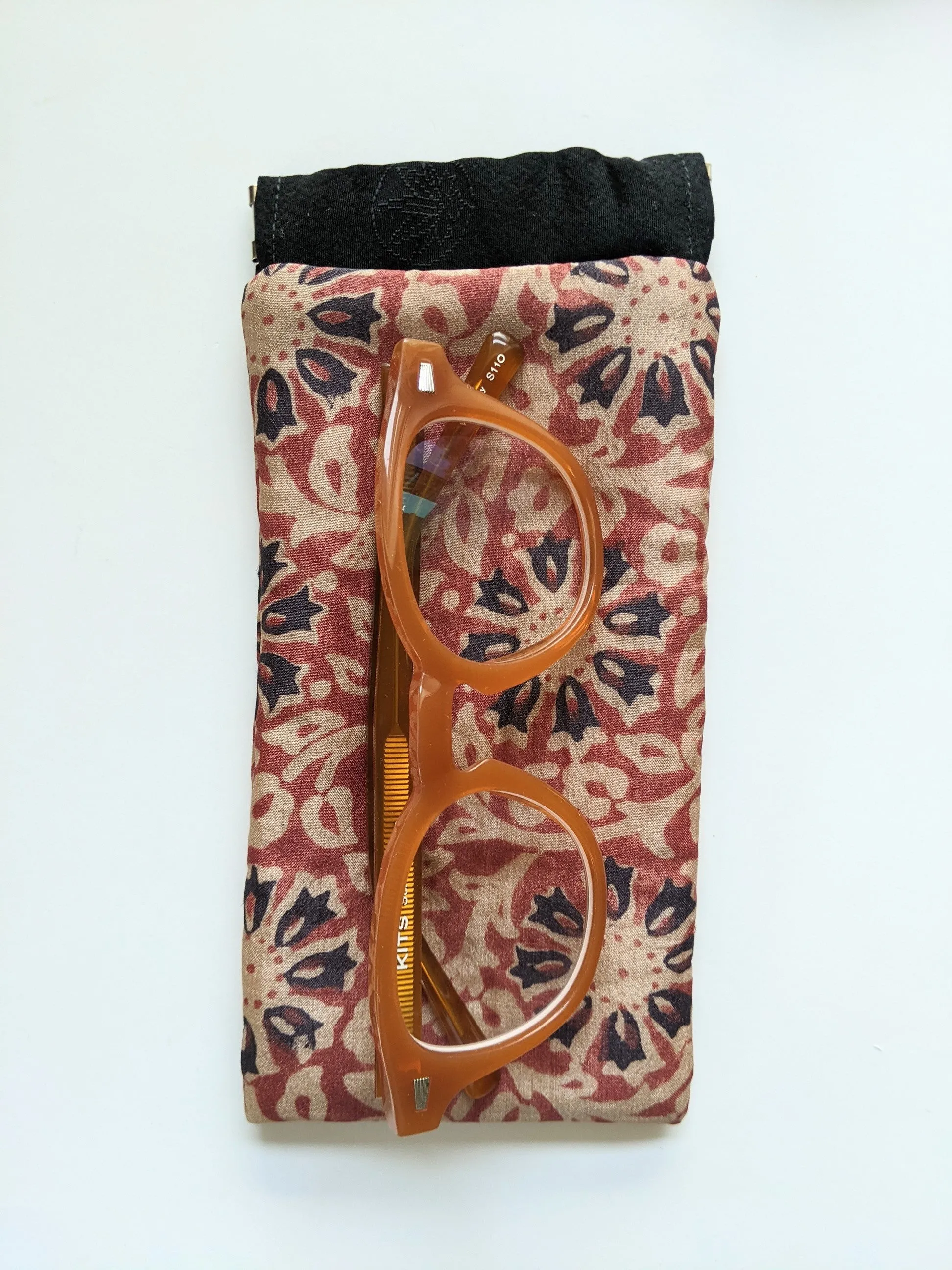 Brown floral glasses case