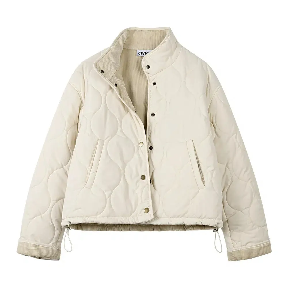 Button Closure Quilted Coat