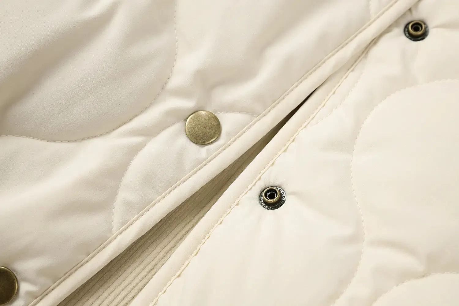 Button Closure Quilted Coat