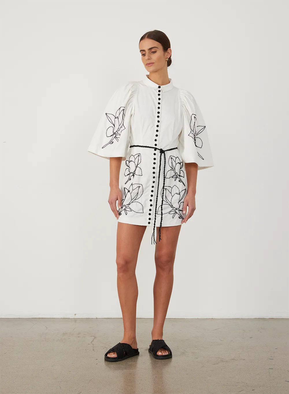 Charleigh Organic Cotton Bead Mini Shirt Dress