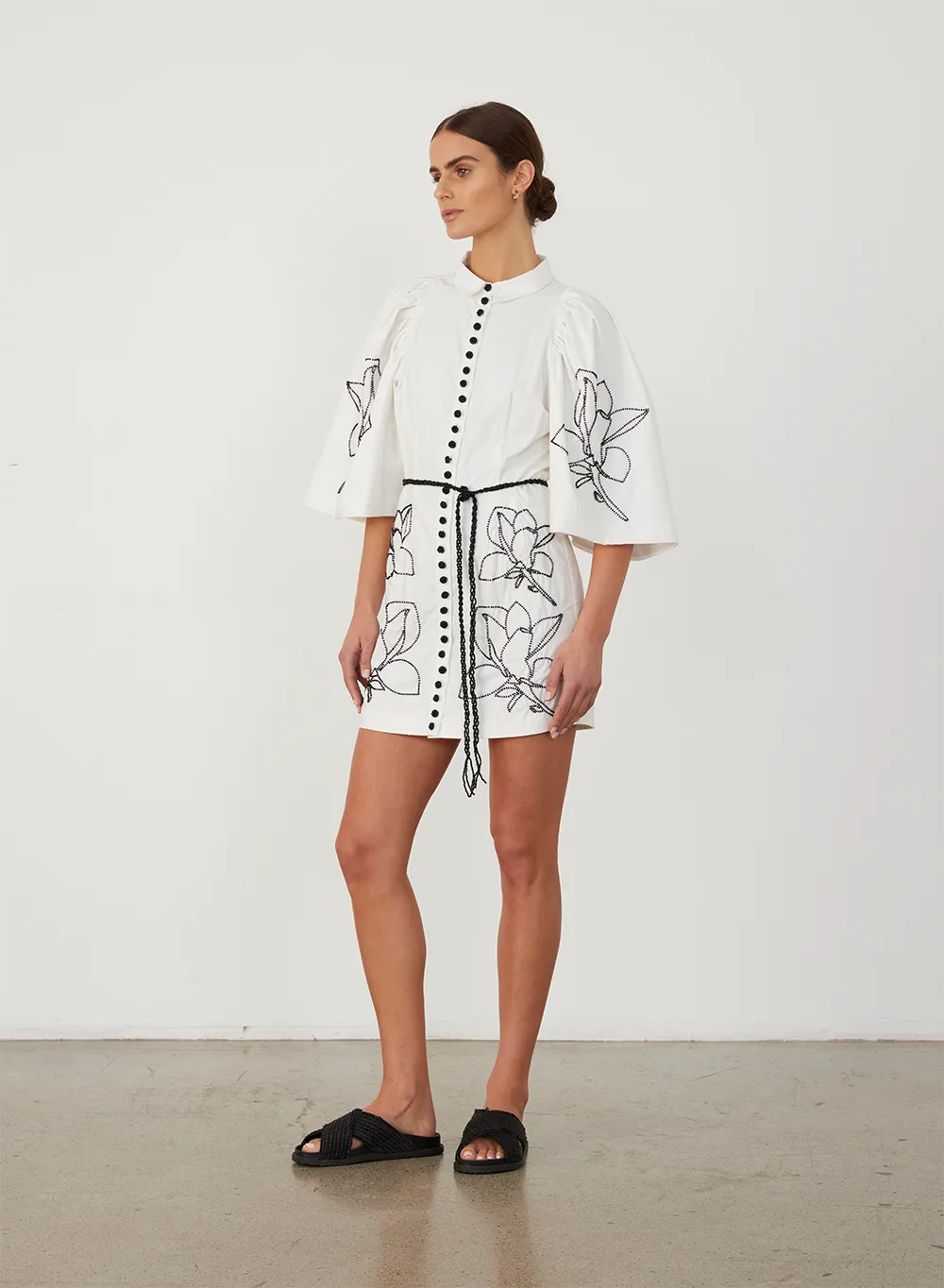 Charleigh Organic Cotton Bead Mini Shirt Dress