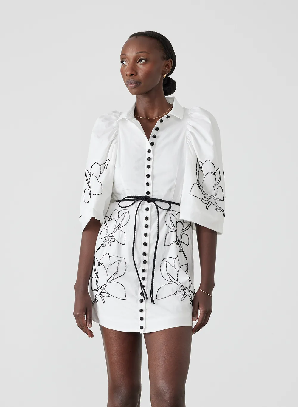 Charleigh Organic Cotton Bead Mini Shirt Dress