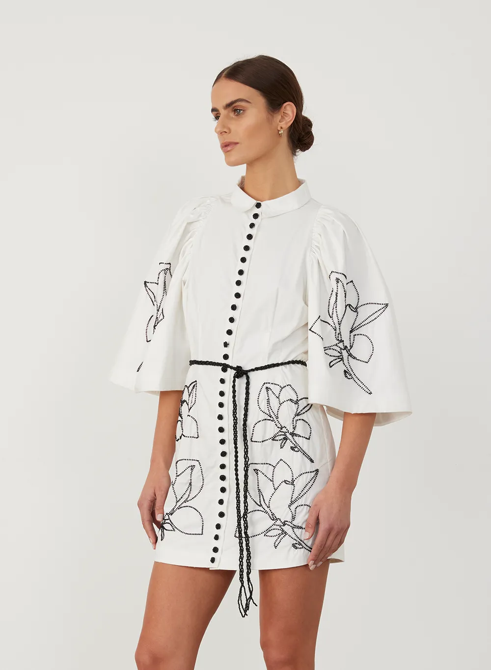 Charleigh Organic Cotton Bead Mini Shirt Dress