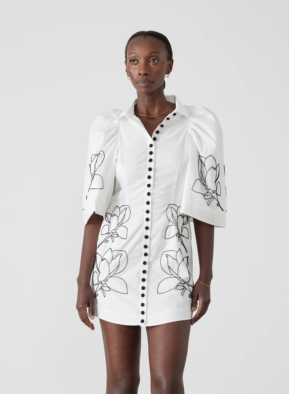 Charleigh Organic Cotton Bead Mini Shirt Dress