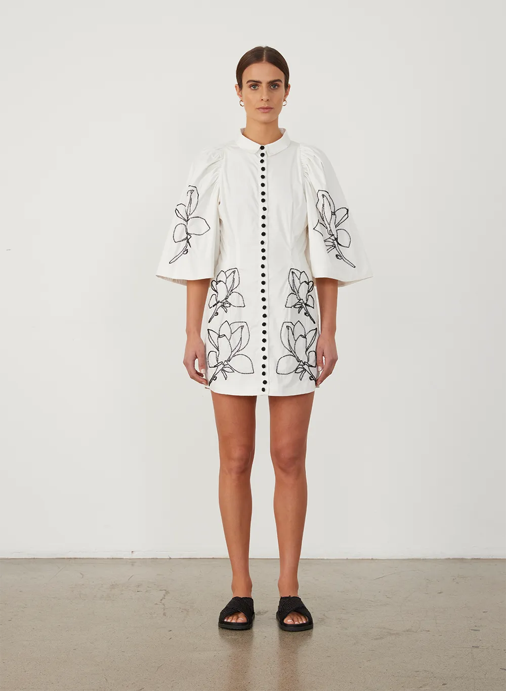 Charleigh Organic Cotton Bead Mini Shirt Dress