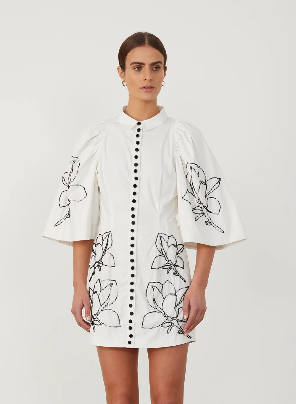 Charleigh Organic Cotton Bead Mini Shirt Dress