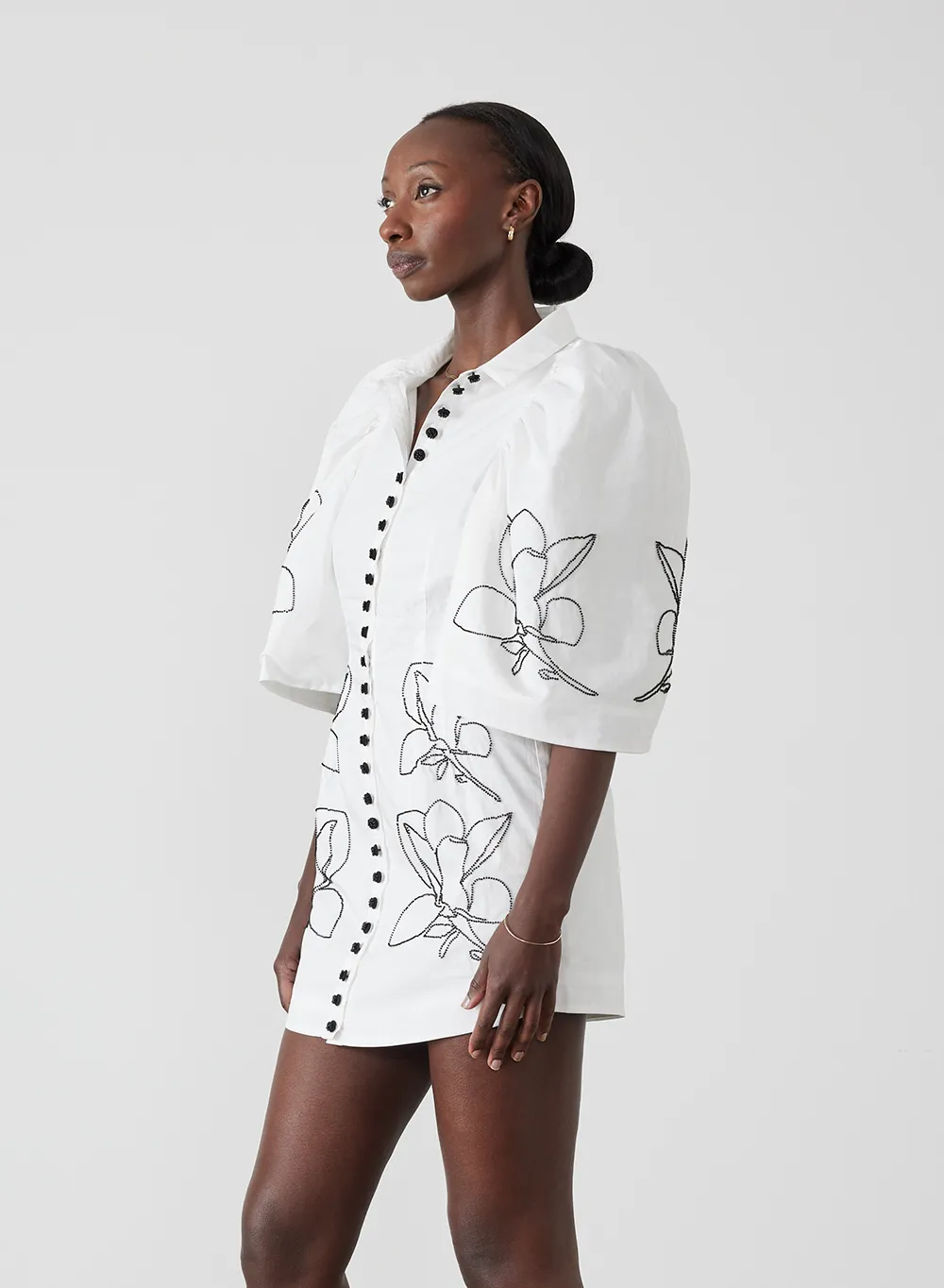 Charleigh Organic Cotton Bead Mini Shirt Dress