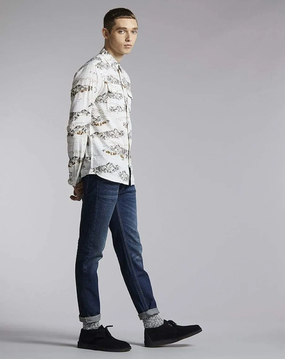 Cheyenne Mountain Print Mens Shirt | White