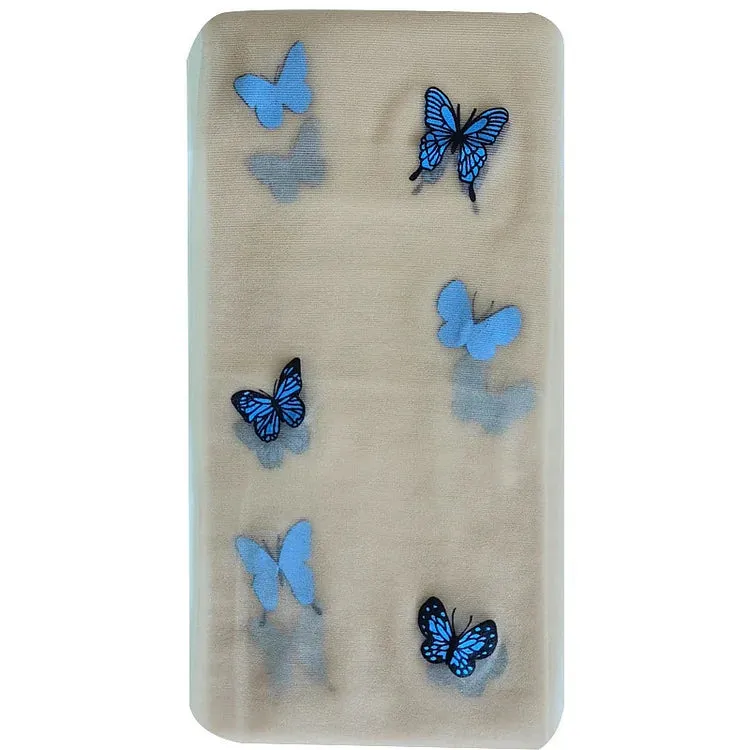 Chic Butterfly Print Silk Stockings