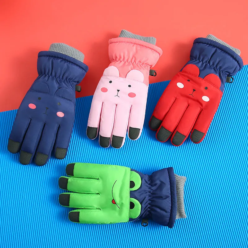 Children Cartoon Outdoor Waterproof Thick Warm Ski Gloves