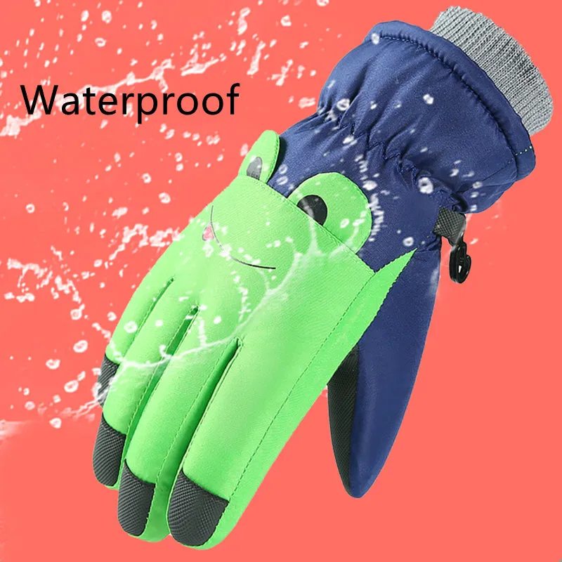 Children Cartoon Outdoor Waterproof Thick Warm Ski Gloves