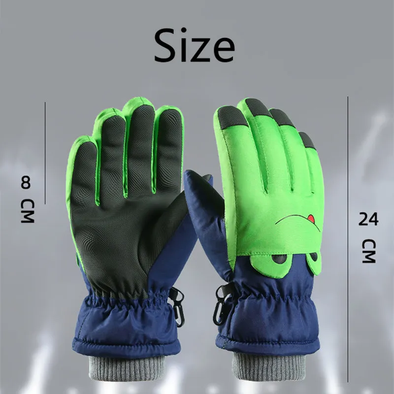 Children Cartoon Outdoor Waterproof Thick Warm Ski Gloves