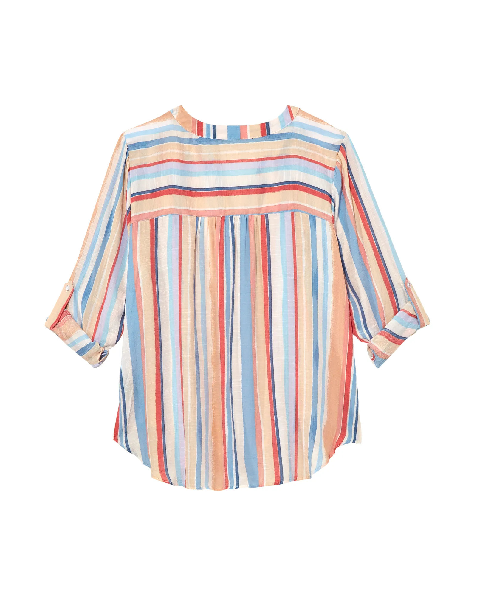 Christa Long Sleeve Blouse | Peach / Azure Blue