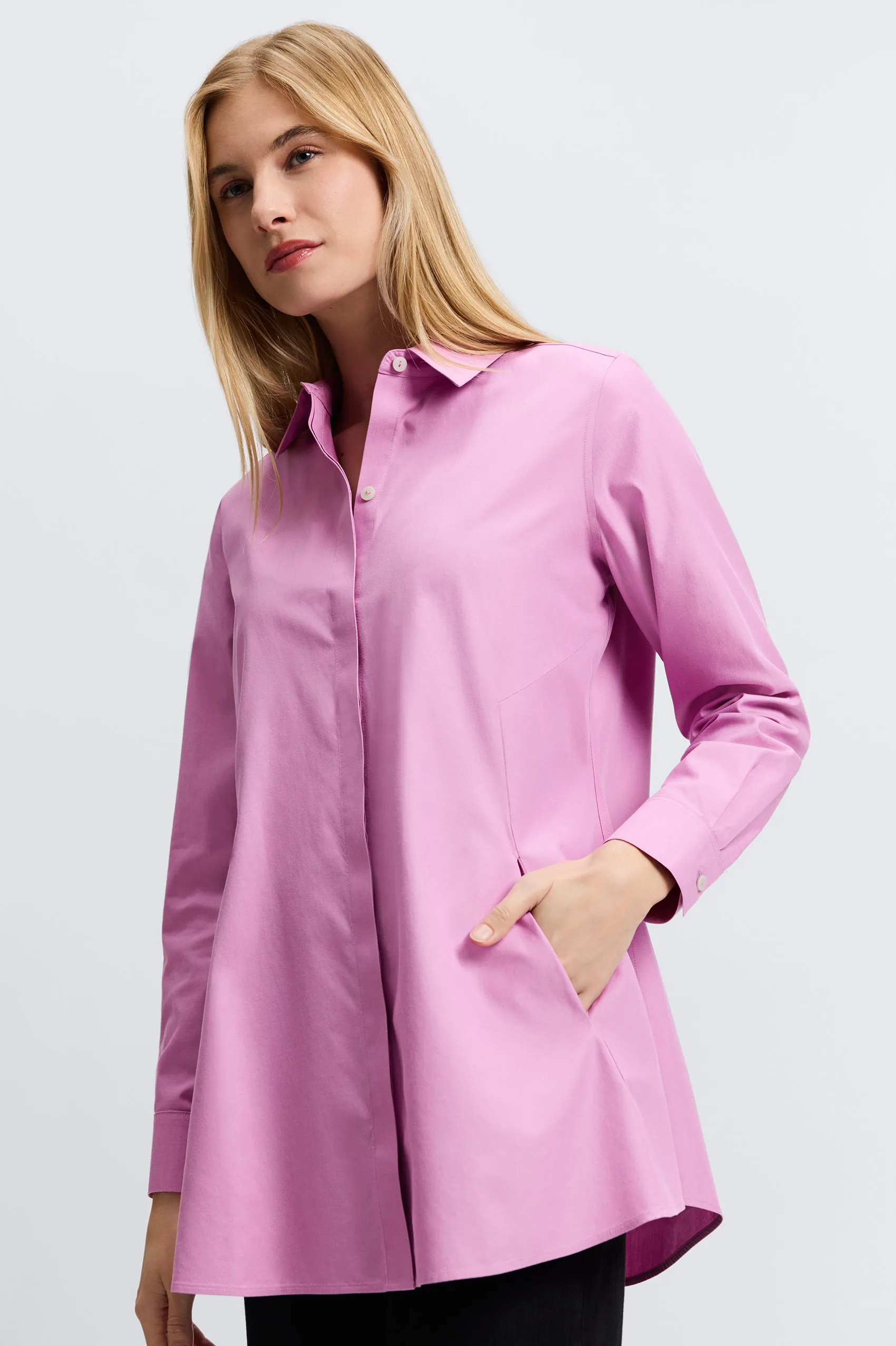 Cici Pinpoint No Iron Long Sleeve Tunic