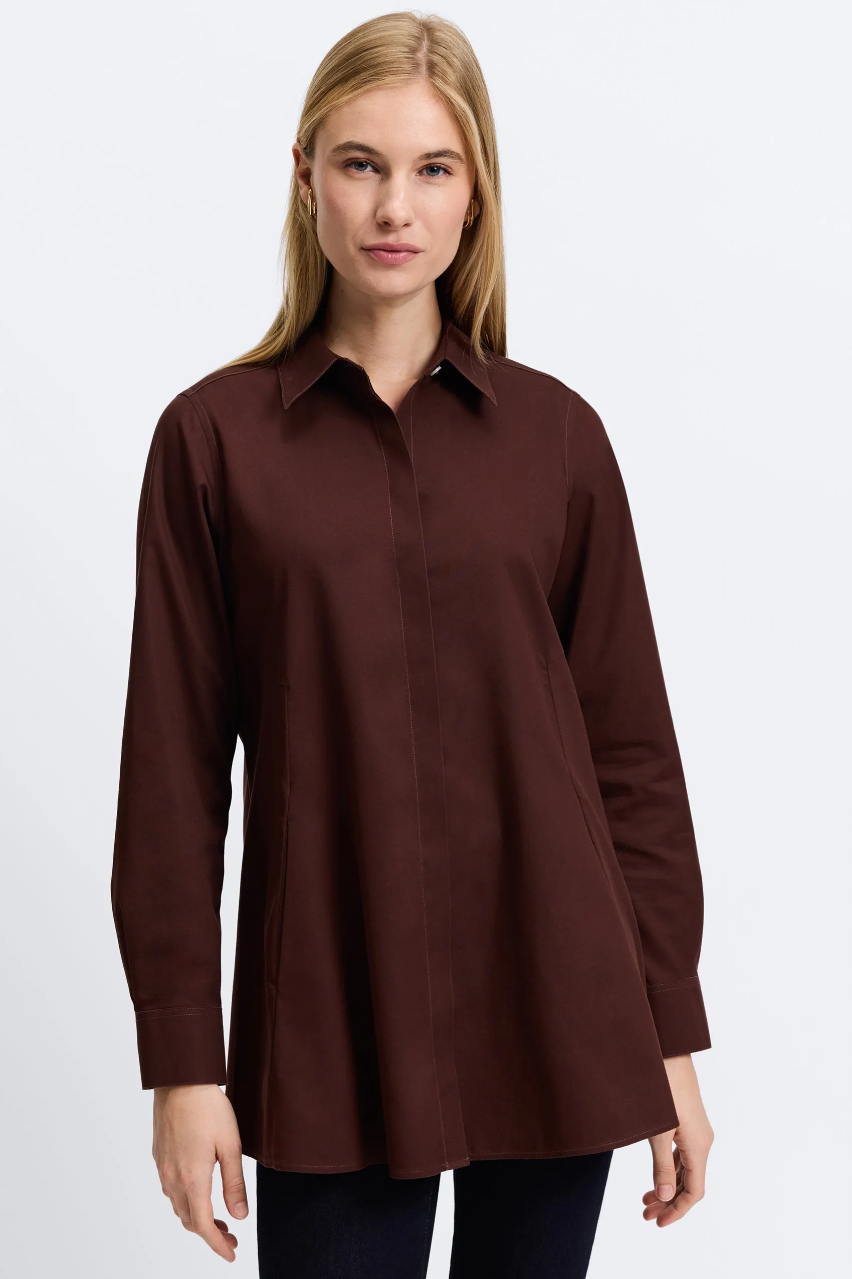 Cici Pinpoint No Iron Long Sleeve Tunic