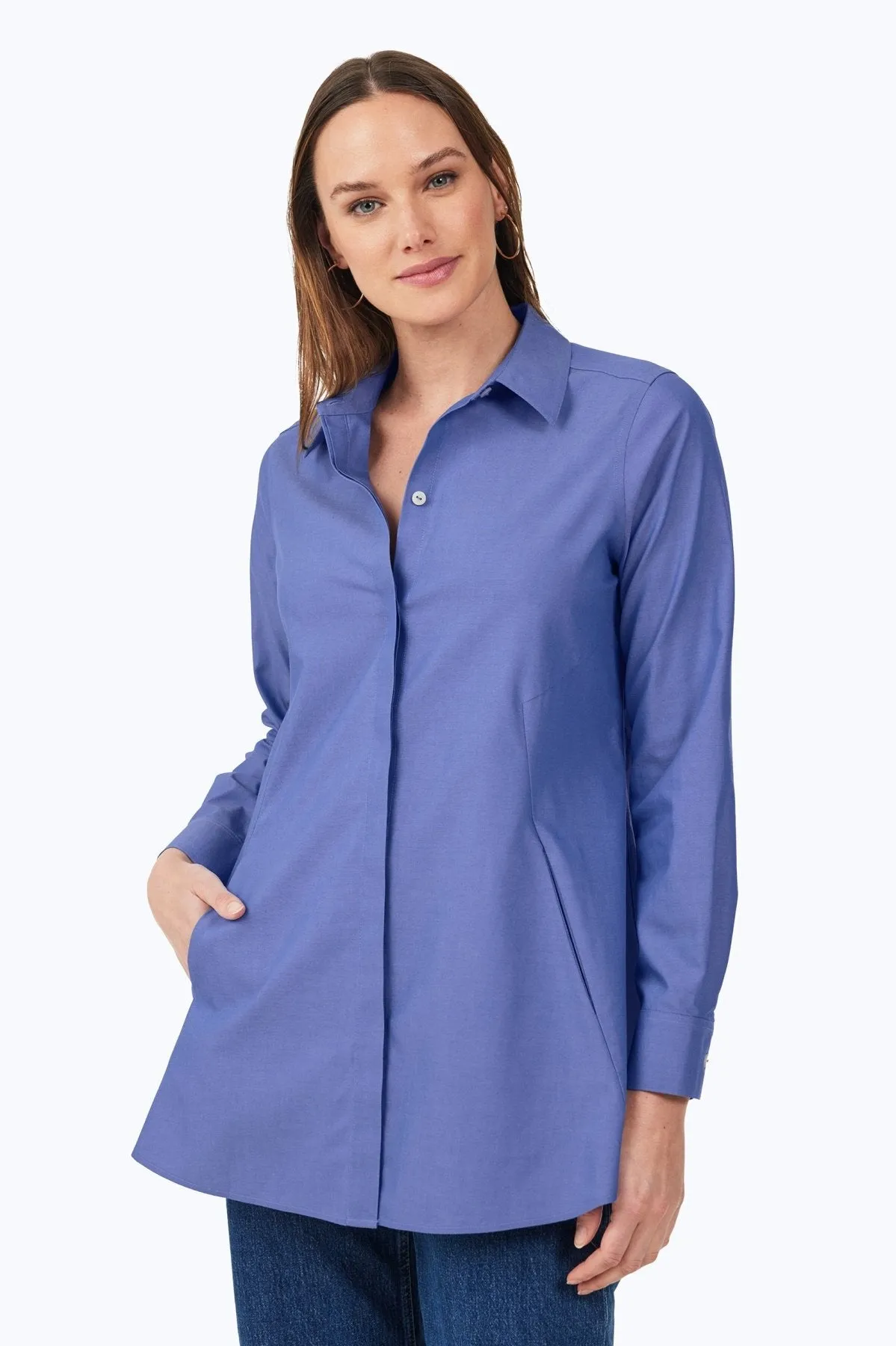 Cici Pinpoint No Iron Long Sleeve Tunic